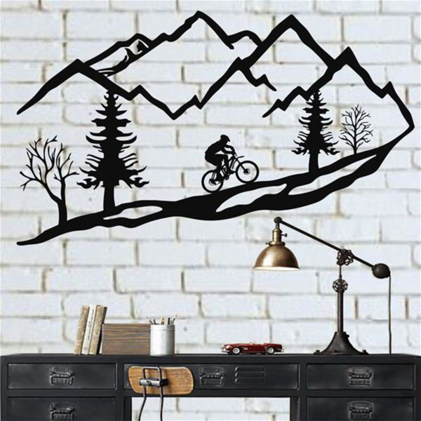 Loon Peak METAL WALL ART MOUNTAIN BIKE TREES, MOUNTAIN BIKE METAL WALL